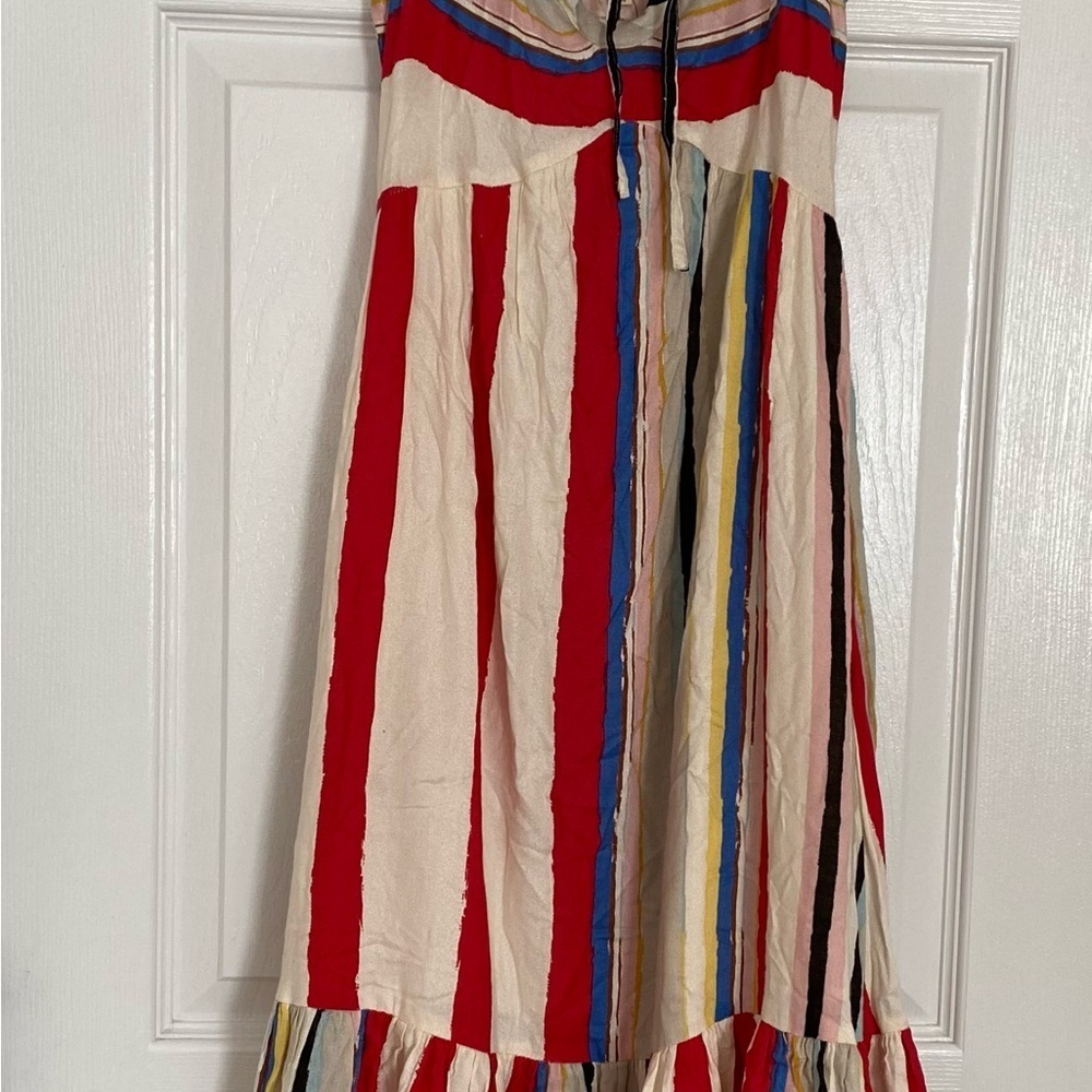NWT Striped Maxi Dress En Crème ASOS Adjustable Straps Red pink Cream Size Small - Picture 2 of 7